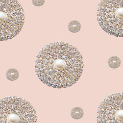 Large Scattered Rhinestones in Peach by Brett Design - Wallpaper
