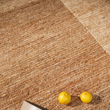 HAND KNOTTED SUMAK JUTE AREA RUGS - Square, Brown White,Contemporary