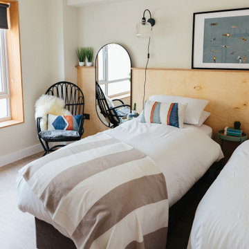 Coastal, beach house twin bedroom