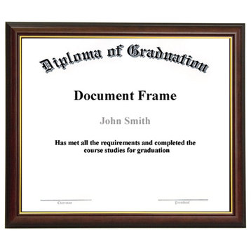 Diploma and Document Frame, Cherry Wood With Gold Lip, 12x16