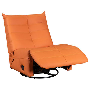 Georgena PU Leather Swivel Glider Recliner, Orange