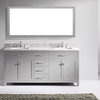 Caroline 72"  Vanity  with Marble Top and Square Sink with Mirr