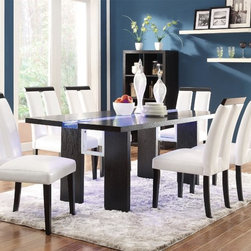 Coaster Kenneth 7-Piece LED Light Dining Table Chair Set in Black - Dining Sets