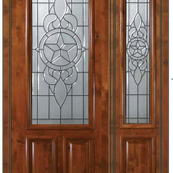 Prehung Sidelight Door 96 Wood Alder Brazos 2 Panel 2/3 Lite Glass - Front Doors