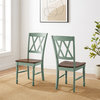 Pemberly Row 18" Traditional Wood Dining Chair in Teal (Set of 2)