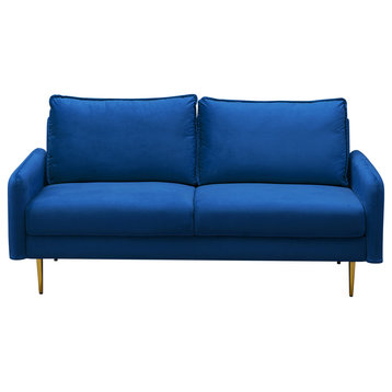 Kingway Furniture Aurora Velvet Living Room Sofa, Space Blue