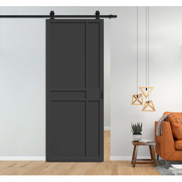 Loft Style Panels Sliding Barn Door, Carbon Steel Hardware, 36"x84" Inches, Pain