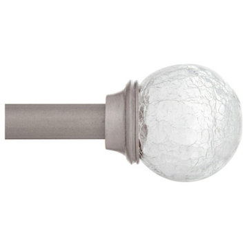 Kenney KN75300 Walden Crackled Glass Ball Finial Curtain Rod, Pewter, 28" - 48"