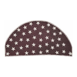 April & Olive - Antique Red Star Rug Half Circle 16.5X33 - Doormats