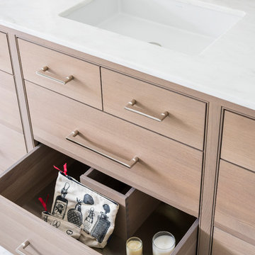 Oak and Marble Spa Master Bath in Sleepy Hollow NY