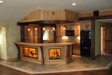 Example of an arts and crafts home bar design in Portland Maine