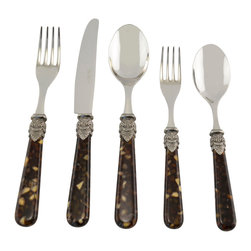 Arvind Group - Napoleon 5-Piece Place Setting, Tortoise - Flatware And Silverware Sets