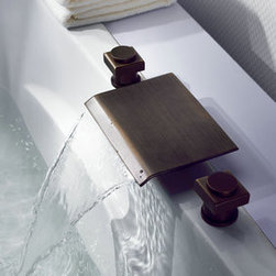 Antique Brass Waterfall Widespread Bathroom Sink Faucet T7011A - Bathroom Sink Faucets