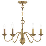 Livex Lighting - Traditional Chandelier, Antique Brass - With traditional beauty, the Windsor chandelier lends itself to being featured in any modern home. Featuring antique brass finish, this five light chandelier evokes elegant character.