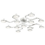 Hudson Valley Lighting - Meander 13-Light LED Chandelier, Polished Nickel Frame, White Diffuser - Soft yet strong, large-scale yet close to the ceiling, Meander is a study in contrasts that forges its own path. Inspired by the view of a large city at night, a series of individual lights come together to create beauty. White Spanish alabaster diffusers give the piece a luxe look. Available as a stunning chandelier or a one-, three-, or five-light sconce. Three- and five-light sconce can be mounted horizontally or vertically.