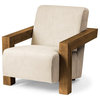 Sovereign II Cream Fabric Seat and Brown Wooden Frame Accent Chair