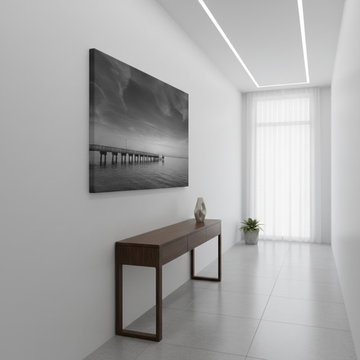 End of the Pier Black and White Contemporary Wall Art