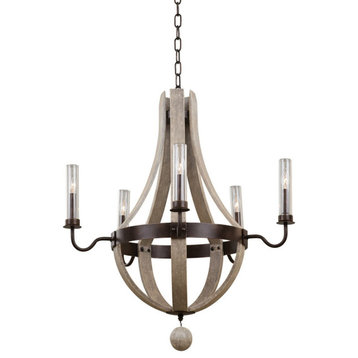 Kalco 404670 Harper 5 Light 32"W Taper Candle Empire Chandelier - Florence Gold