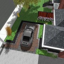Compact parking stall in front yard