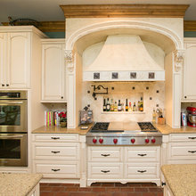 built in shelf above stove