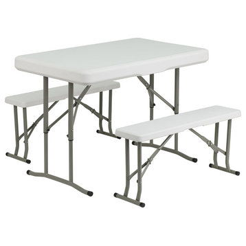 Plastic Folding Table and Bench Set