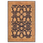 Bareens Designer Rugs - Shabby Chic Ziegler Patty Blue Brown Hand-Knotted Wool Rug - 10'3'' x 13'5'' - Enhance the ambiance of your home with this magnificent Persian-influenced Turkish hand-knotted rug made by skilled artisans capable of creating the most exceptional vegetable dyes and hand-spun wool. This exquisite handmade rug is a one-of-a-kind Peshawar Kafkaz, otherwise identified as Chobi, Chobi Peshawar, Oushak, or Ziegler rug. These handmade rugs are crafted in Pakistan utilizing superior-quality wool imported from Australia, New Zealand, and Korea in two types of weaves: the Persian weave and the Mori weave. This rug is meticulously crafted by hand using the finest natural vegetable dyes extracted from local plants. The artisans use a blend of hand-spun local and fine merino wool, resulting in a rug with a compelling texture, higher lanolin content, and longer staple. The artisans occasionally incorporate natural or artificial silk into the pile to enhance specific motifs. The finished product is an awe-inspiring execution of flawless design and an understated palette that exudes elegance.