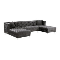 Asher 3-Piece Velvet Sectional, Gray