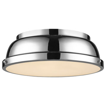 Golden Lighting 3602-14 CH-CH Duncan 14" Flush Mount With Chrome Shade