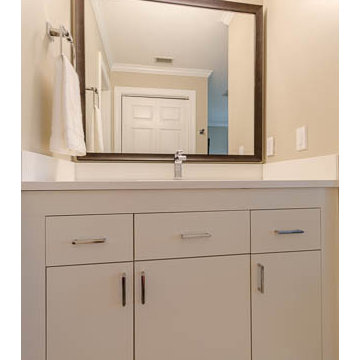 Modern Bathroom Remodel Done With Cabinet Refacing in Maple