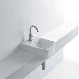 Normal 35S Semi-Recessed Square Bathroom Sink 13.8" - Bathroom Sinks