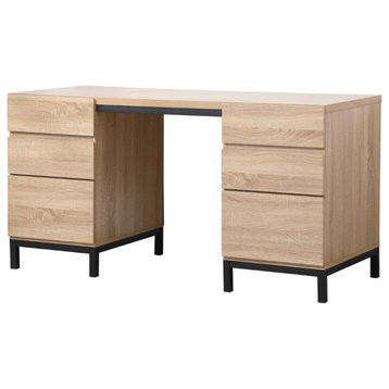 Elegant Decor Emerson 60" Double Cabinet Industrial Writing Desk in Mango Wood