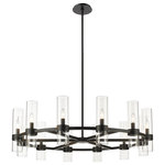 Z-Lite - Z-Lite 4008-12MB Datus 12 Light Chandelier in Matte Black - This contemporary twelve-light chandelier from the Datus collection features a slick round silhouette and a sense of simple elegance. Illuminate a foyer, dining area, or main living space with this circular-inspired chandelier featuring solid iron with a bold matte black finish and delicate clear glass cylinders.