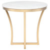 Aurora Marble Side Table, White Marble Brushed Gold Base