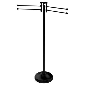 Towel Stand with 4 Pivoting Swing Arms, Matte Black