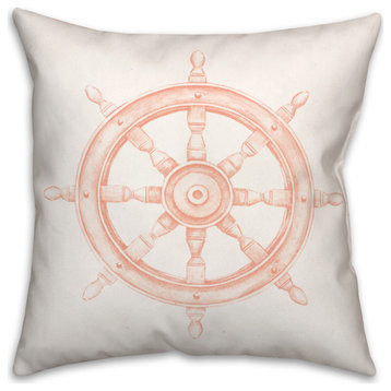 Boat Wheel Coral 18x18 Pillow