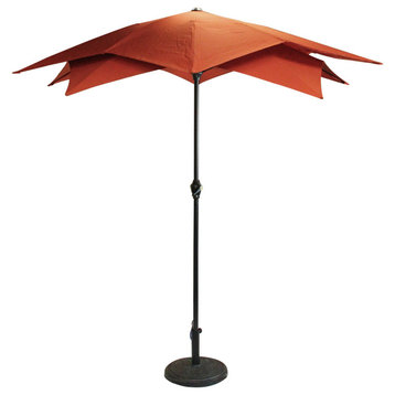 8.85' Outdoor Patio Lotus Umbrella with Hand Crank Terracotta