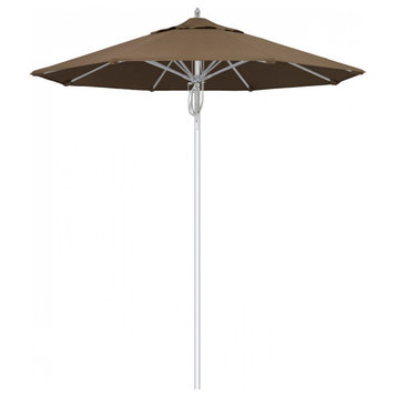 7.5' Patio Umbrella Silver Pole Fiberglass Rib Pulley Lift Sunbrella, Cocoa
