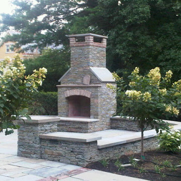 Newtown patio and fireplace