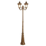 Livex Lighting - Oxford Outdoor 2-Headed Post Light, Imperial Bronze, Moroccan Gold - From the Oxford outdoor lantern collection, this traditional design will add curb appeal to any home. It features a handsome, antique-style post plate and decorative arm. Light amber water glass  cast an appealing light and lends to its vintage charm. Wall plate, arm and other details are all in a moroccan gold finish.