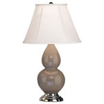 Robert Abbey - Robert Abbey 1770X Small Double Gourd - One Light Table Lamp - Shade Included: TRUE  Cord Color: SilverSmall Double Gourd One Light Table Lamp Smoky Taupe Glazed Pearl Dupoini Fabric Shade *UL Approved: YES *Energy Star Qualified: n/a  *ADA Certified: n/a  *Number of Lights: Lamp: 1-*Wattage:150w E26 Medium Base bulb(s) *Bulb Included:No *Bulb Type:E26 Medium Base *Finish Type:Smoky Taupe Glazed