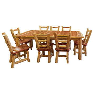 Red Cedar Log Extension Dining Set