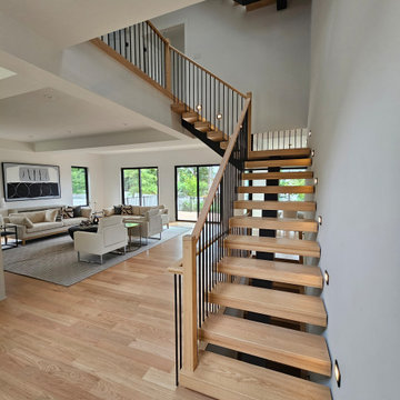Project #124 | Contemporary Red Oak and Steel Staircase