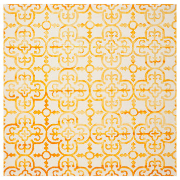 Safavieh Dip Dye Collection DDY711 Rug, Ivory/Gold, 7' Square