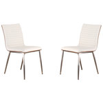 Armen Living - Cafe Brushed Stainless Steel Dining Chairs With Walnut Back, Set of 2, White - Serve a side of style to your dinner guests with the Cafe Dining Chairs. Each chair in this set features an upholstered seat, walnut veneer back and a stainless steel frame that adds a shiny, eye-catching accent. The Armen Living brand prides itself on pushing the boundaries of traditional design conventions to create something unique and modern.