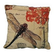 Contemporary Fly High Dragonfly Decorative Cushion Cover Set, 18"x18", 2 Piece