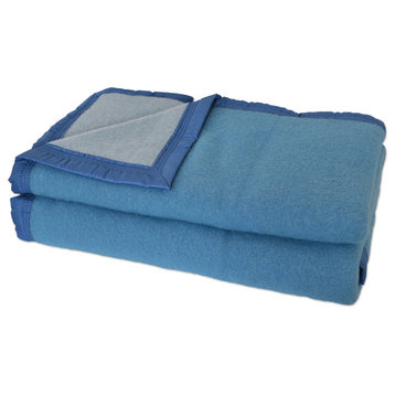 Aubisque 100% Wool Blanket, 500Gsm 33 Microns, Blue, Queen