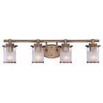 Designers Fountain - Designers Fountain 6694-OSB Essense - Four Light Bath Vanity - Shade Included: TRUE  Warranty: 1 YearEssense Four Light Bath Vanity Old Satin Brass Sand/Clear Glass *UL Approved: YES *Energy Star Qualified: n/a  *ADA Certified: n/a  *Number of Lights: Lamp: 4-*Wattage:100w Medium Base bulb(s) *Bulb Included:No *Bulb Type:Medium Base *Finish Type:Old Satin Brass