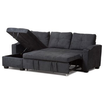 Lianna Dark Gray Fabric Upholstered Sectional Sofa