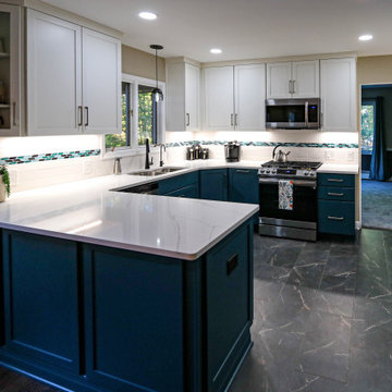 Two-Tone Green and White Kitchen