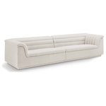 Meridian Furniture - Cascade Upholstered Modular Sofa, Cream, Boucle Fabric, Straight Sofa - Give your room a much-needed rehab when you bring home this Cascade boucle fabric modular sofa. The elegantly attention-grabbing design features a modern profile with curved arms deep horizontal channel tufting, so it wows from all angles. Upholstered in rich cream boucle fabric, this seat quickly becomes everyone's favorite spot for curling up with a good book or smart device. Thick foam padding ensures a cozy, body-hugging experience while you watch TV or just relax.